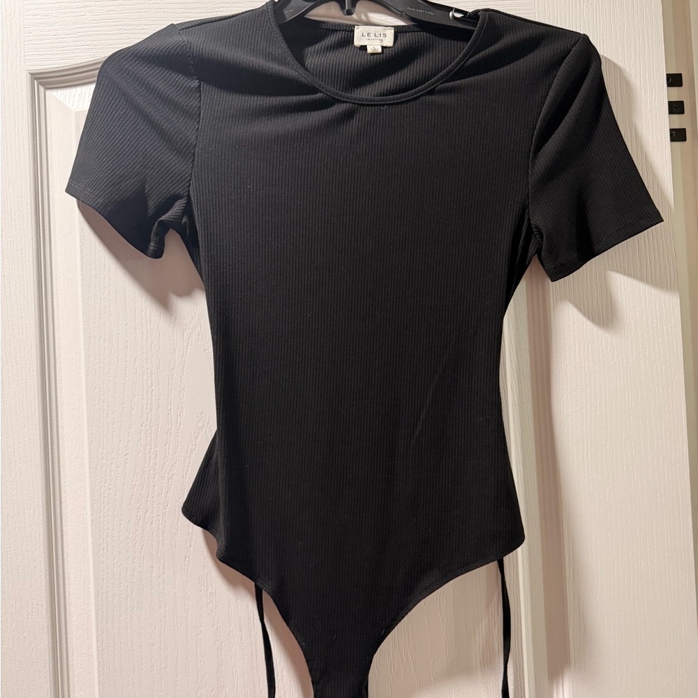 Black Short Sleeve Bodysuit open back